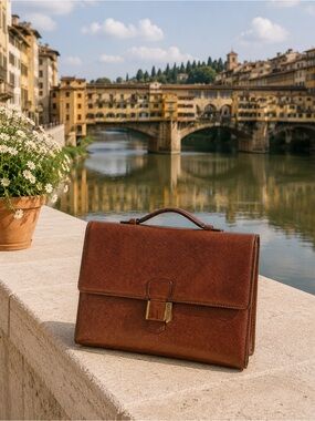 Bottega Veneta Purse Leather Cognac Brown, Key & Dust Bag Vintage Luxury